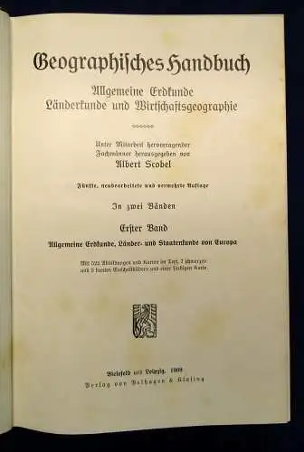 Scobel Geographisches Handbuch 2 Bde. Allgemeine Erdkunde 1909 Länderkunde js