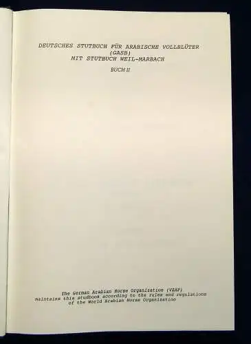 Deutsches Stutbuch für Arabische Vollblüter (GASB) Teil V Bd. 2 1990 Wissen js