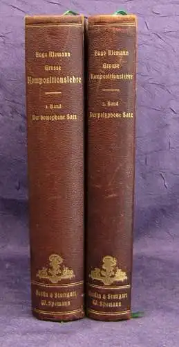 Riemann Große Kompositionslehre 2 Bde.(v.3) Homophon, Polyphon 1902  js