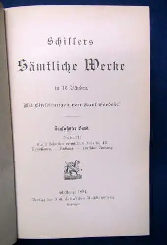 Schillers Sämtliche Werke 1-16 komplett Einleitungen von Karl Goedeke 1893 js