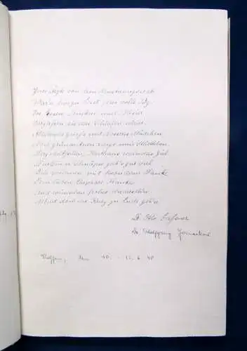 Gästebuch mit 3 Bll. beschrieben in Handeinband Ganzpergament 1930 dekorativ js