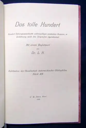 Das tolle Hundert Reprint von 1909 erschien 2003 Samteinband Goldschnitt js