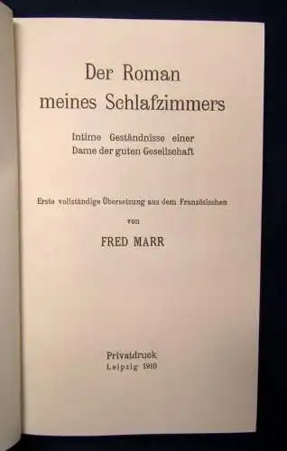 Der Roman meines Schlafzimmers 2 Bde. Reprint 2003 Samteinband Goldschnitt js