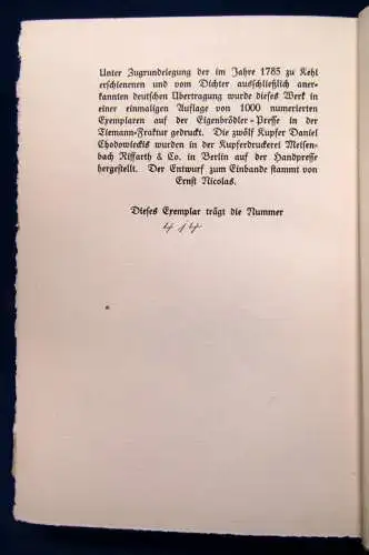 Figaro`s Hochzeit 12 Kupfer von Daniel Chodowiecki um 1925ExemplarNr. 414 js