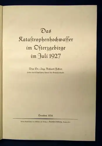 Fickert Das Katastrophenhochwasser im Ostererzgebirge im Juli 1927 Sachsen js