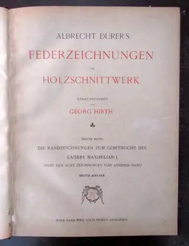 Wirth Albrecht Dürer's Federzeichnung und Holzschnittwerk o.J. 1900 Kunst js