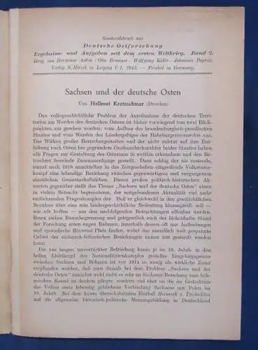 Kretzschmar Sachsen und der deutsche Osten 1943 Geschichte Ortskunde  js