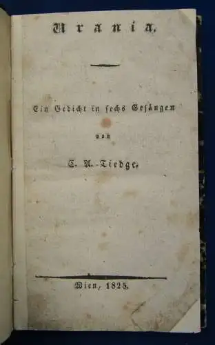 Tiedge Urania Ein Gedicht in sechs Gesängen 1825 Belletristik Literatur Lyrik js