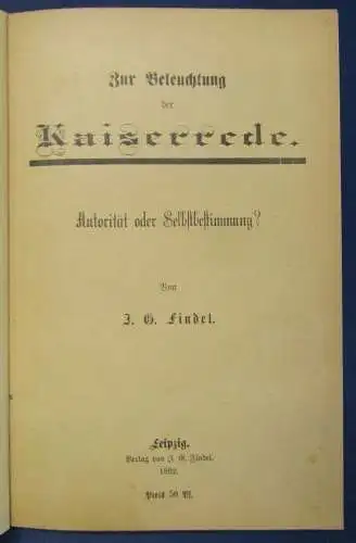 Autorität oder Selbstbestimmung Zur Beleuchtung der Kaiserrede 1892 selten js