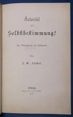 Autorität oder Selbstbestimmung Zur Beleuchtung der Kaiserrede 1892 selten js