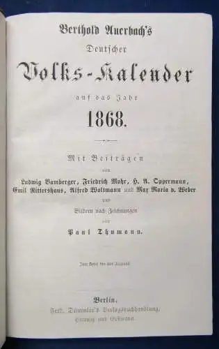 Bertholds Auerbach Volks-Kalender 1868 Beiträge von Mohr u.a. illustriert js