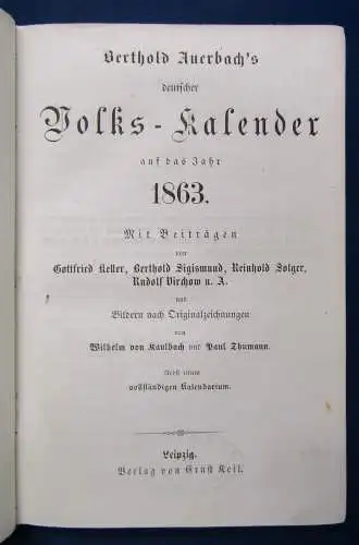 Bertholds Auerbach Volks-Kalender 1863 Beiträge von Virchow u.a. illustriert js