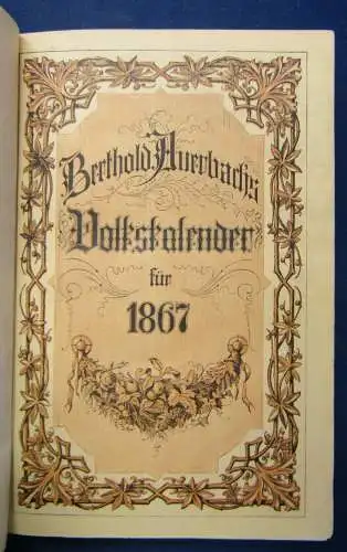 Bertholds Auerbach Volks-Kalender 1867 Beiträge von Pritzel u.a. illustriert js