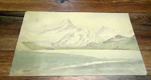 Schirmer August Wilhelm Gletschersee in den Alpen,- Aquarell über Blei. U.re.sig