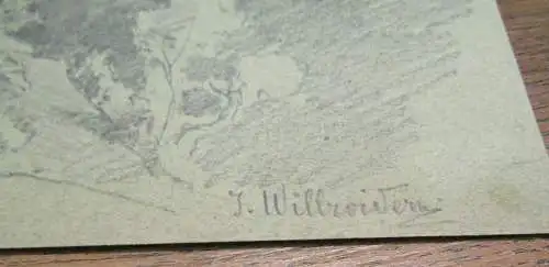 Willroider Josef "Germona Maniaglia"  1 Bleistiftzeichung auf grünlichem Papier