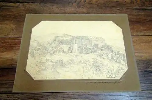 Eisenlohr Friedrich "Civitella im Sabiner Gebürg bei Rom" 21,7 x 33,3cm Blei