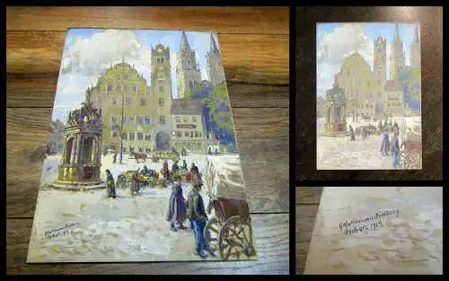 Georg- hoffmann Freiberg "Oschatz" Gouache über Blei auf Malpappe. Signiert