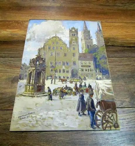 Georg- hoffmann Freiberg "Oschatz" Gouache über Blei auf Malpappe. Signiert