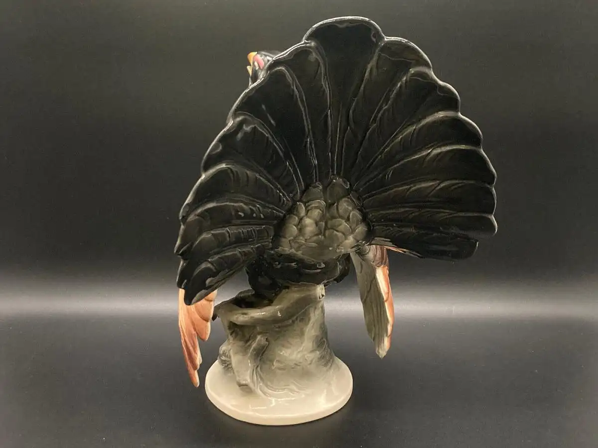 Schöne große Porzellanfigur /Keramikfigur Auerhahn Hertwig/Katzhütte um 1930  js 2