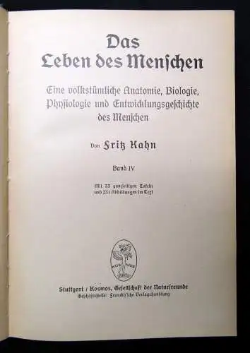 Fritz Kahn Das Leben des Menschen 5 Bde. komplett und Beilagen 1922-31 Anatomie