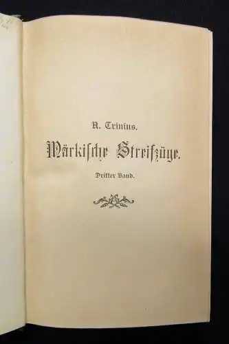 Trinius Märkische Streifzüge Dritter Band 1887 Erzählungen Geographie