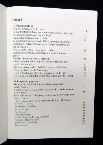 Bahr Akupunktur in der täglichen Praxis Bereich Ohr,Körper,Schädelakupunk. 1989