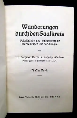 Schultze Wanderungen durch den Saalkreis Geschichtlich u.kulturhistorisch 5 Bde.