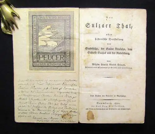 Eisenach Das Sulzaer Thal, oder historische Darstellung von Stadtsulz 1821