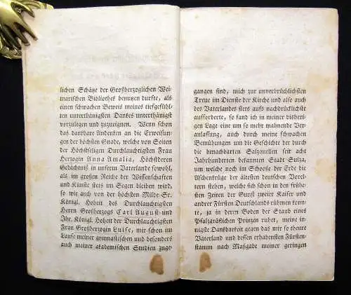 Eisenach Das Sulzaer Thal, oder historische Darstellung von Stadtsulz 1821