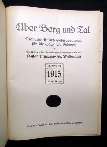 Wallenstein Über Berg und Tal Monatsschrift d. Gebirgsvereins 38.Jhg. 1915