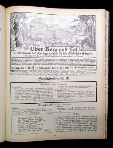 Wallenstein Über Berg und Tal Monatsschrift d. Gebirgsvereins 38.Jhg. 1915