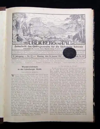 Über Berg und Tal Monatsschrift des Gebirgsvereins 35.Jhg. 1912 Reise Abenteuer