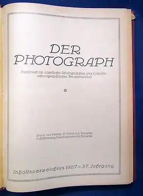 Der Photograph Fachblatt f. sämtliche Photographen u. Händler 1927 37.Jahrg. js
