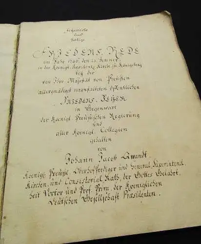 Quandt, Johann Jacob Feyerliche und heilige Friedens Rede im Jahr 1746. den 23.