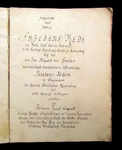Quandt, Johann Jacob Feyerliche und heilige Friedens Rede im Jahr 1746. den 23.