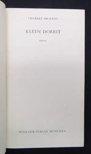 Dickens Charles Klein Dorrit 1961 Roman Gesamtausgaben Literatur
