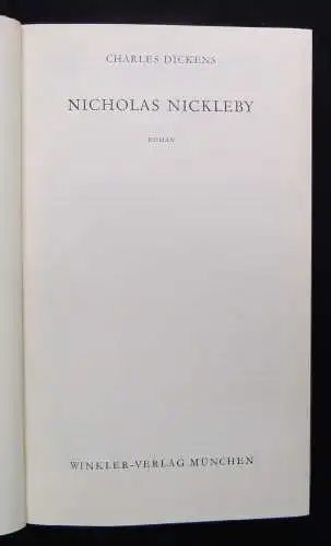 Dickens Charles Nicholas Nickleby 1966 Roman Gesamtausgaben Literatur