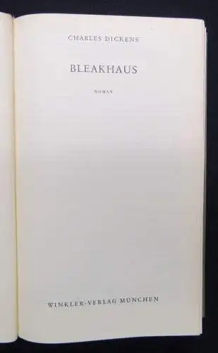 Dickens Charles Bleakhaus 1959 Roman Gesamtausgaben Literatur