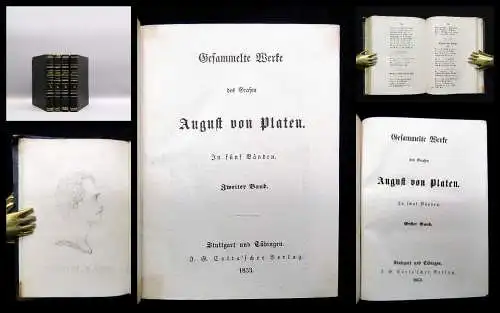 Platen Gesammelte Werke des Grafen August von Platen 1853 1-4 (von 5) Literatur
