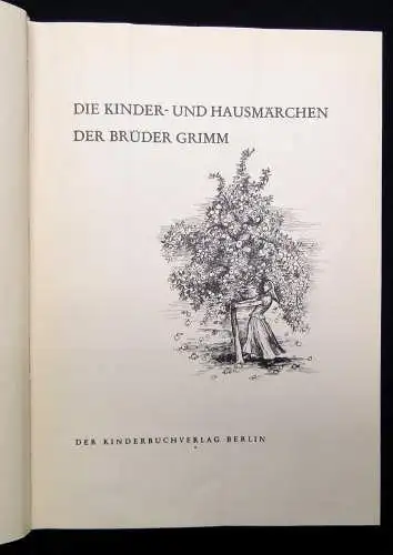 Die Kinder- und Hausmärchen der Brüder Grimm 1952 Erzählungen Kinderliteratur