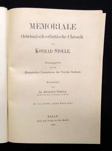 Stolle,Konrad Erfurter Chronik Geschichtsquellen der Provinz Sachsen, Memoriale