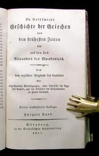 Goldsmith Geschichte der Griechen 1827 2 Bände in 1 Gesellschaft Geschichte