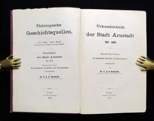 Burkhardt Thüringische Geschichtsquellen Urkundenbuch 1883 Geschichte Selten