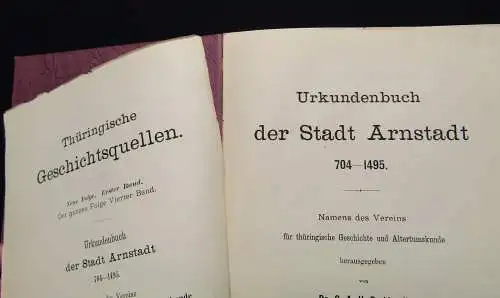 Burkhardt Thüringische Geschichtsquellen Urkundenbuch 1883 Geschichte Selten