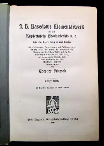 Basedows J.B. Elementarwerk Faksimile 1909 2 Bände.+ 1Tafelband
