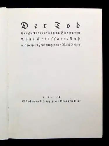 Anna Croissant-Rust Der Tod 1914  17 Zeichnungen von Willi Geiger & 17 Bilder