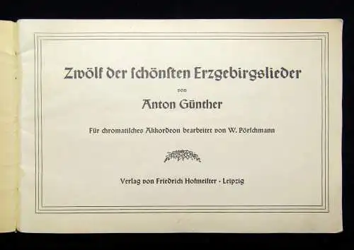 Günther Volkstümliche Lieder aus dem Erzgebirge ohne Jahr nach 1946