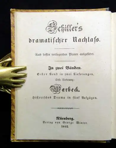 Warbeck Schillers dramatischer Nachlass 1842 EA Literatur Lyrik Belletristik