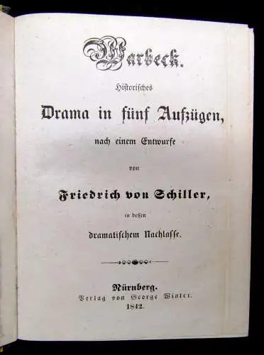 Warbeck Schillers dramatischer Nachlass 1842 EA Literatur Lyrik Belletristik