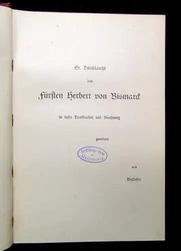 Liman Bismarck Denkwürdigkeiten aus seinen Briefen u.a. Bd.2 1899 Geschichte